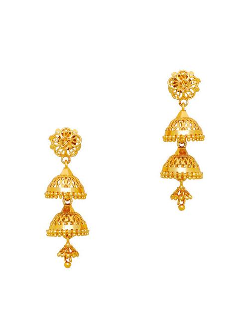 gold brass jhumka earring - 19667322 - Very Small Image - 1