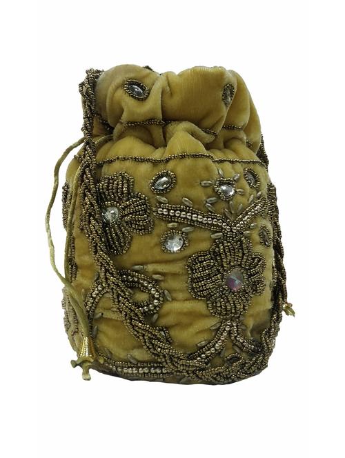 yellow velvet regular potli - 19667352 - Very Small Image - 1