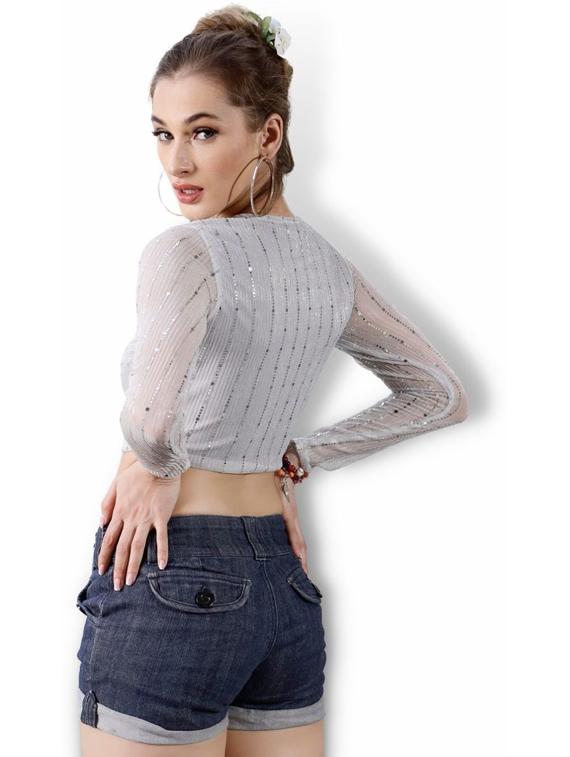 women's crop round neck top - 19668968 - Zoom Image - 2