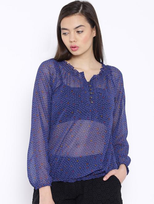 round neck floral printed regular top - 19669005 - Very Small Image - 1