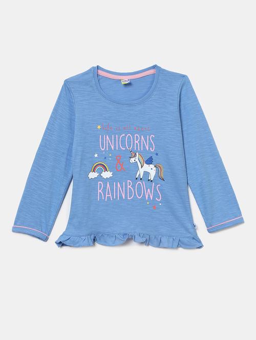 sky blue printed round neck t-shirt - 19670477 - Very Small Image - 1