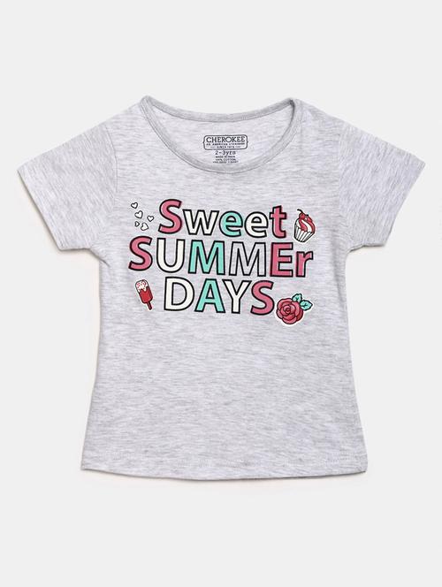 girls round neck front print t-shirt  - 19670507 - Very Small Image - 1