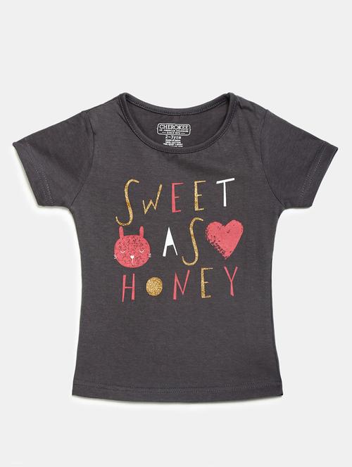 girls round neck front print t-shirt  - 19670509 - Very Small Image - 1