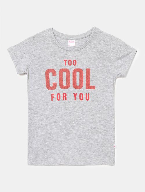 girls round neck front print t-shirt - 19670546 - Very Small Image - 1