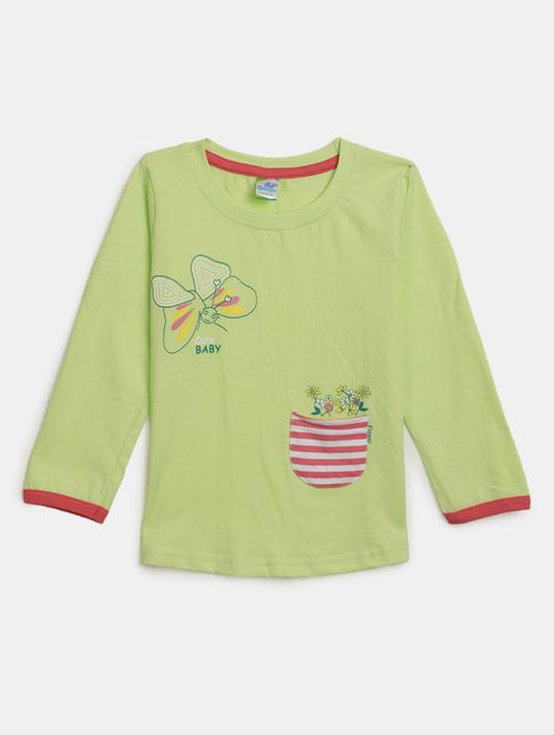 girls round neck front print t-shirt - 19670663 - Very Small Image - 1