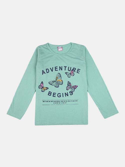 girls round neck front print t-shirt - 19670667 - Very Small Image - 1