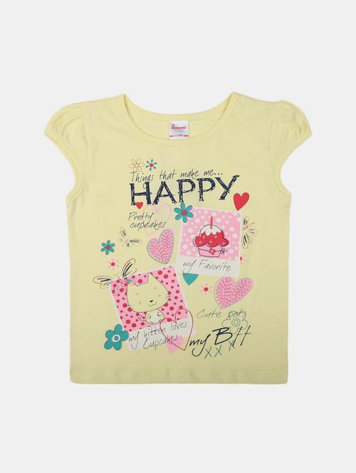 girls round neck front print t-shirt - 19670705 - Very Small Image - 1