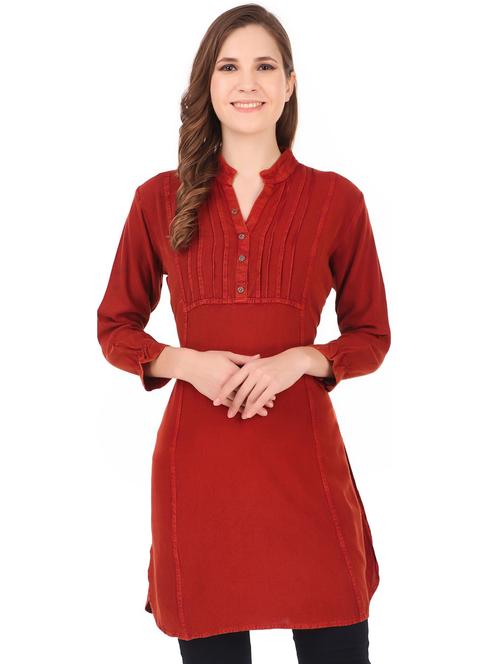solid straight kurti - 19670945 - Very Small Image - 1