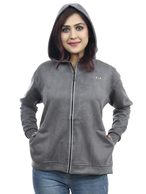 grey solid hooded sweatshirt - 19670995 - Very Small Image - 1