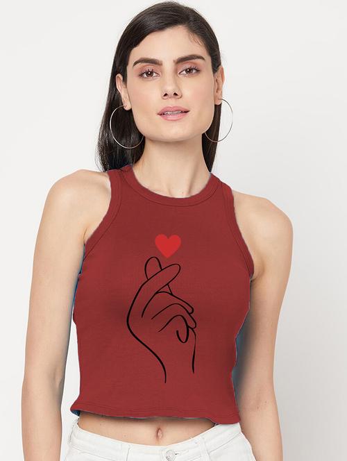 women's crop round neck top - 19671049 - Very Small Image - 1