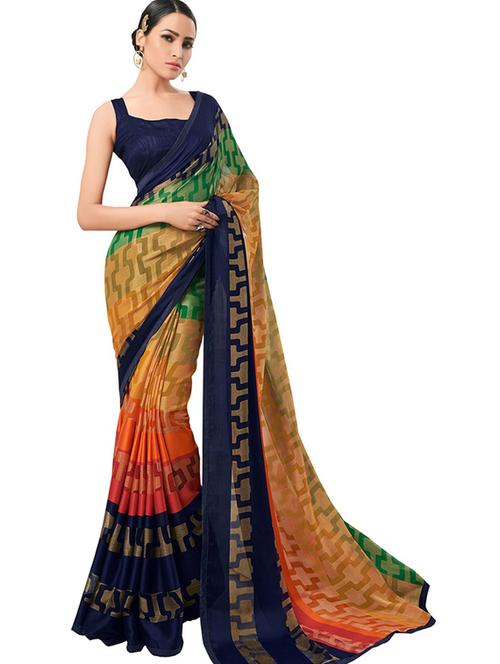 self-design printed  saree with blouse - 19672624 - Very Small Image - 1