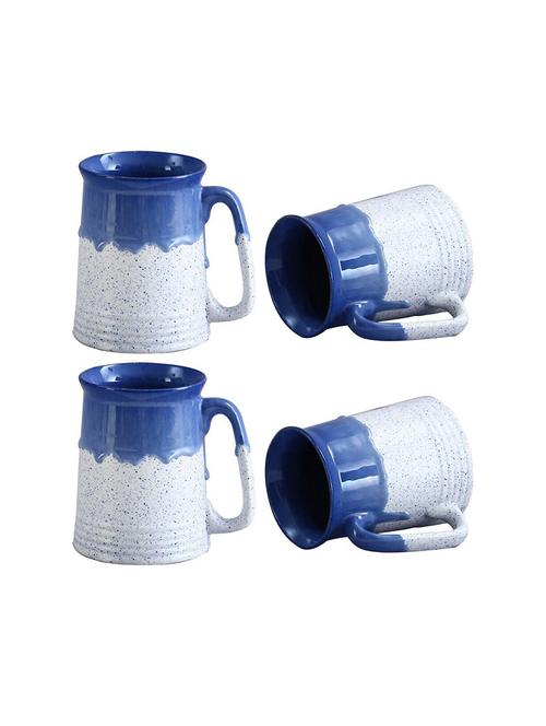 caffeine ceramic handmade blue and white studio beer mug - (set of 4) - 19681970 - Very Small Image - 1