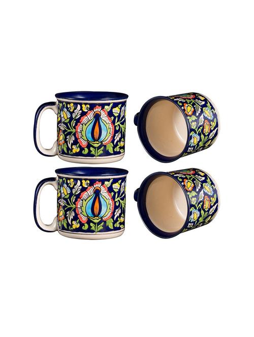 caffeine ceramic handmade blue jaipuri maggie mug (set of 4) - 19681986 - Very Small Image - 1