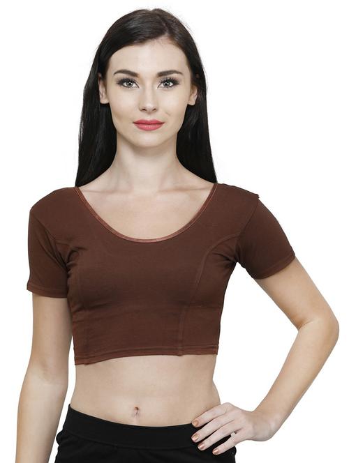 women solid round neck stitched blouse - 19682065 - Very Small Image - 1