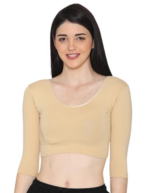 women solid scoop neck stitched blouse - 19682072 - Very Small Image - 1