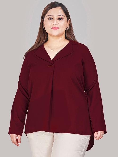 women's a line lapel neck top - 19684662 - Very Small Image - 1