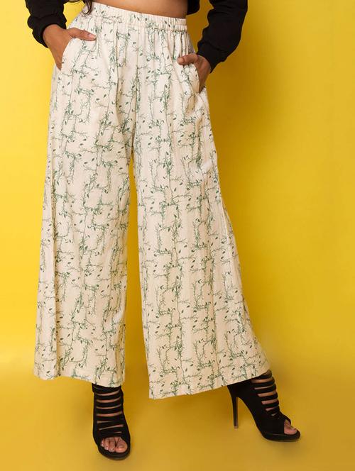 beige printed palazzo - 19684815 - Very Small Image - 1