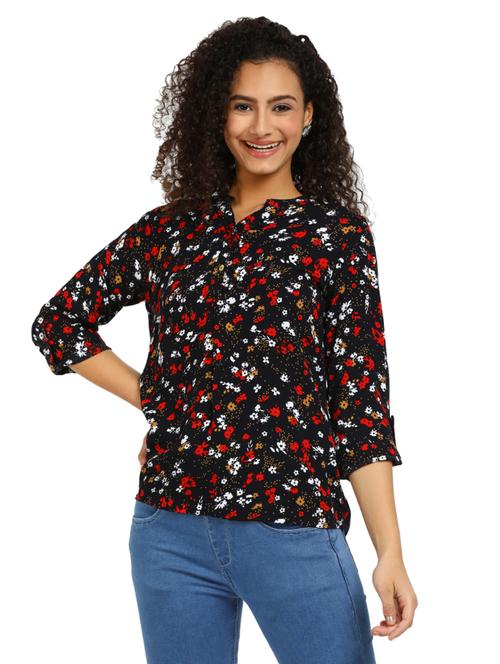 women's straight mandarin neck top - 19685410 - Very Small Image - 1