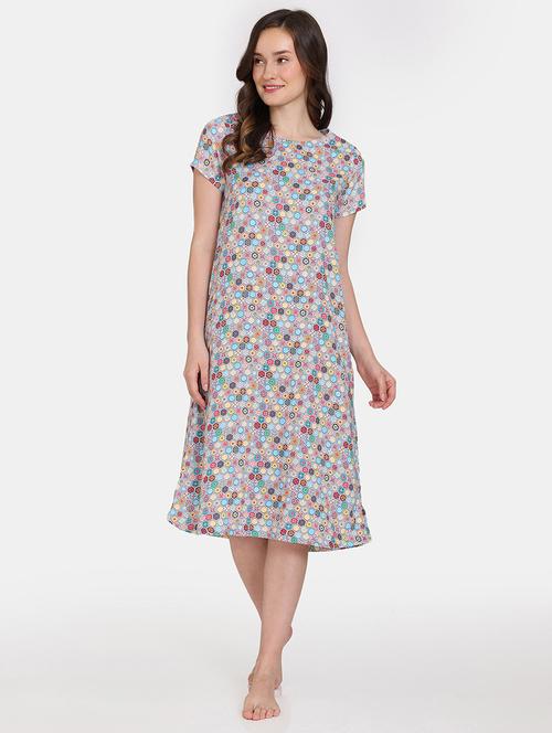 round neck printed sleepshirts & nighty - 19685720 - Very Small Image - 1