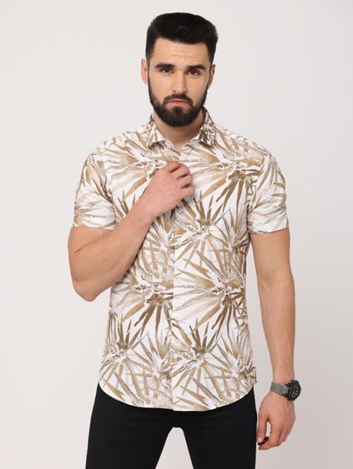 mens leaf print casual shirt - 19686272 - Very Small Image - 1