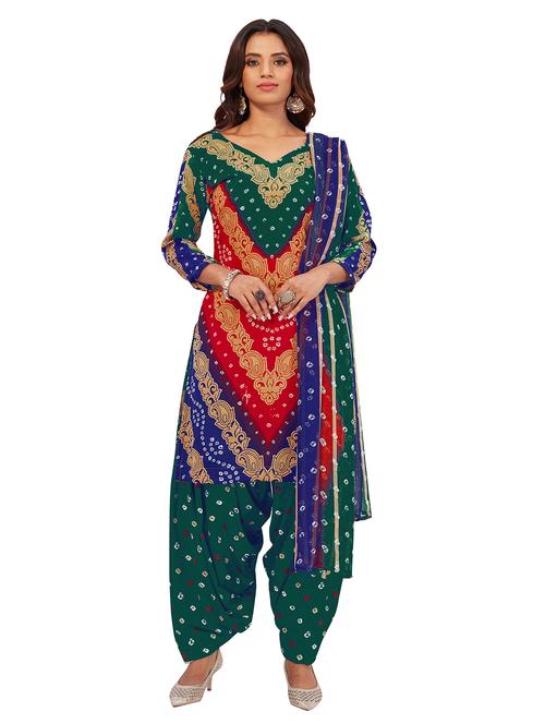 printed unstitched patiyala suit set - 19687828 - Very Small Image - 1