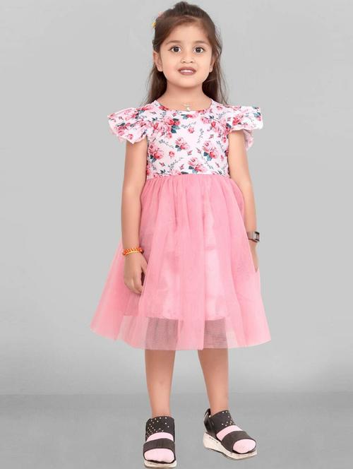 pink floral printed frock - 19690343 - Very Small Image - 1