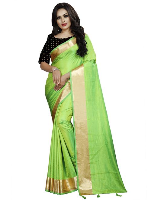 solid with border woven saree - 19690497 - Very Small Image - 1