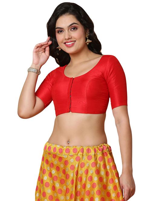 red silk solid blouse - 19690724 - Very Small Image - 1