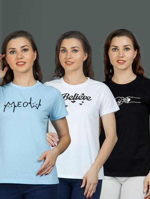 round neck printed regular tees combo - 19690840 - Very Small Image - 1