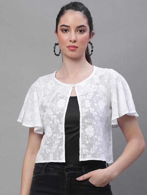 white cotton blend shrug - 19691595 - Very Small Image - 1