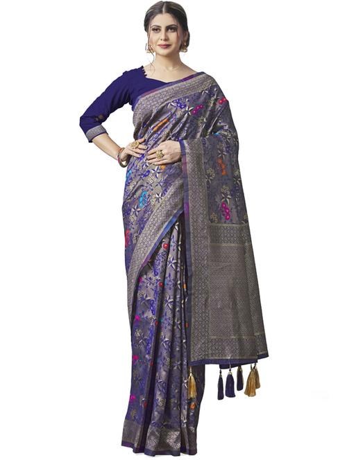 self design woven saree with blouse - 19691947 - Very Small Image - 1
