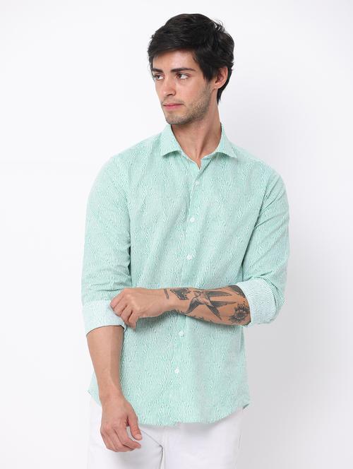 green linen casual shirt - 19693247 - Very Small Image - 1