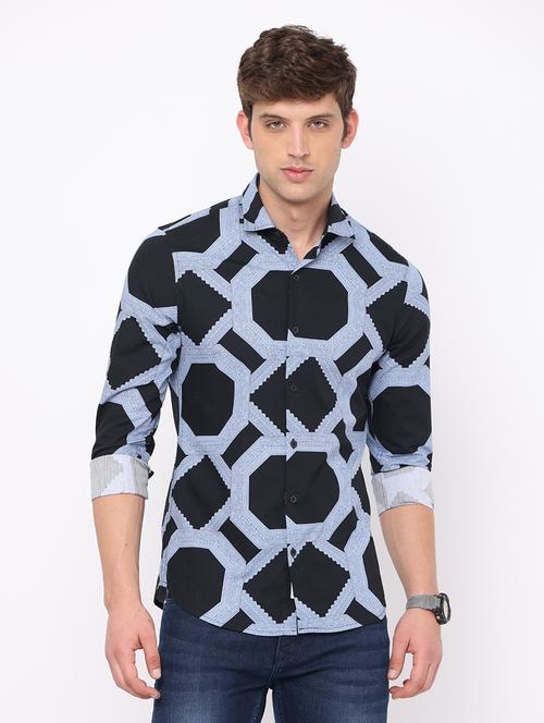 mens geometric casual shirt - 19693265 - Very Small Image - 1