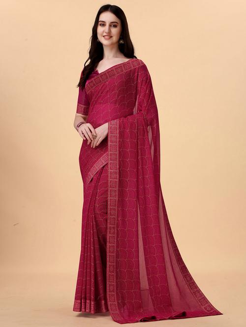 women's self design red colored saree with blouse - 19693421 - Very Small Image - 1