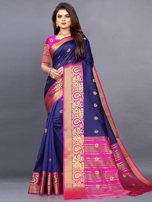 women's banarasi saree with blouse - 19693435 - Very Small Image - 1