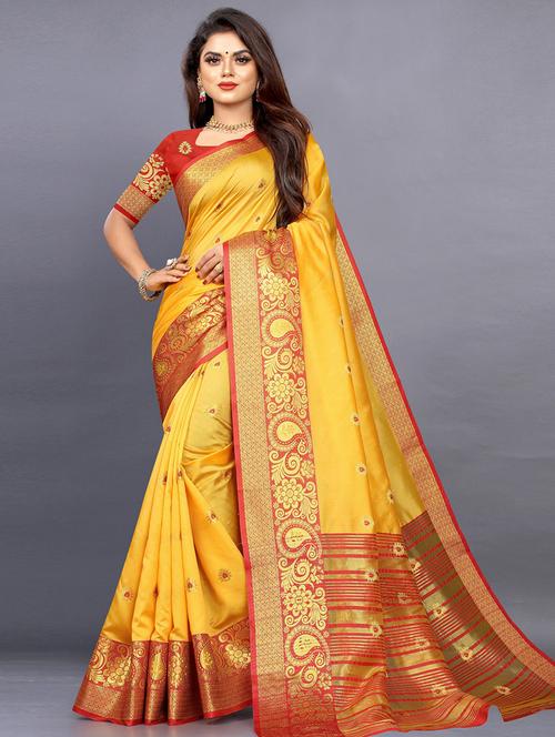 women's banarasi saree with blouse - 19693441 - Very Small Image - 1