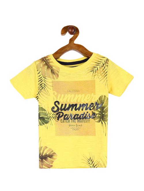 yellow printed round neck t-shirt - 19694049 - Very Small Image - 1
