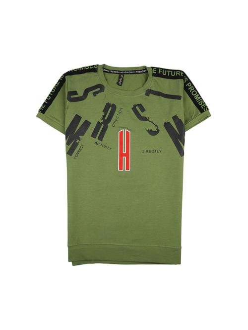 Olive Printed Round Neck T-shirt - 19694088 - Very Small Image - 1