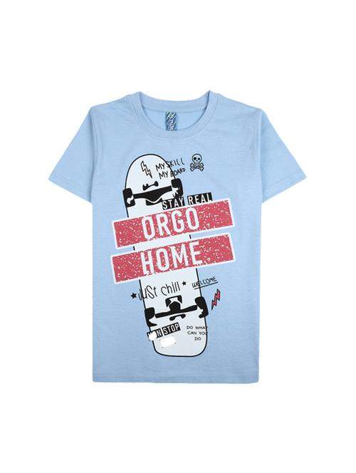 light blue printed round neck t-shirt - 19694112 - Very Small Image - 1