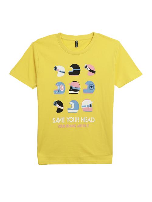 yellow printed round neck t-shirt - 19694172 - Very Small Image - 1