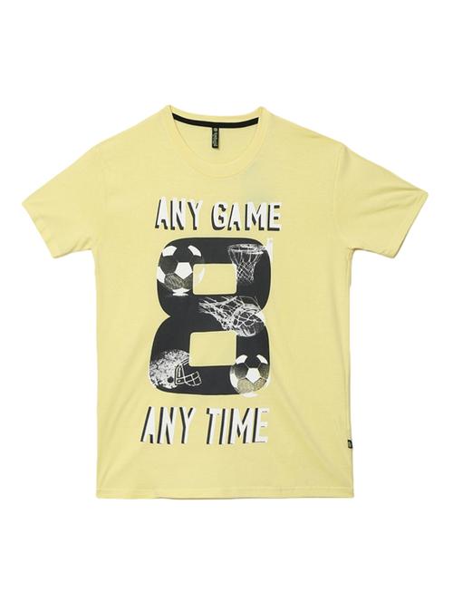 yellow printed round neck t-shirt - 19694355 - Very Small Image - 1