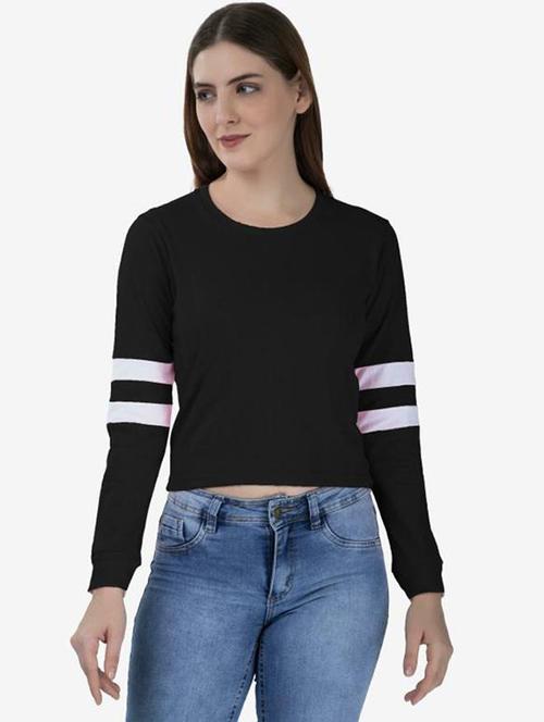 women's crop round neck top - 19694518 - Very Small Image - 1