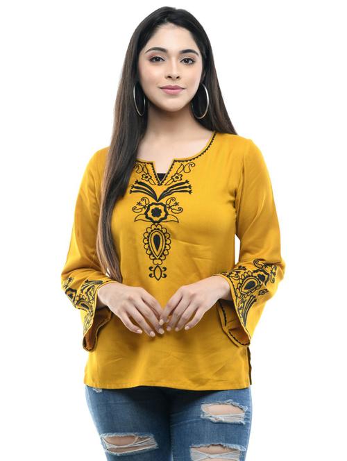 embroidered regular top - 19695314 - Very Small Image - 1