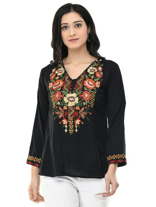 women's a line v neck top - 19695339 - Very Small Image - 1