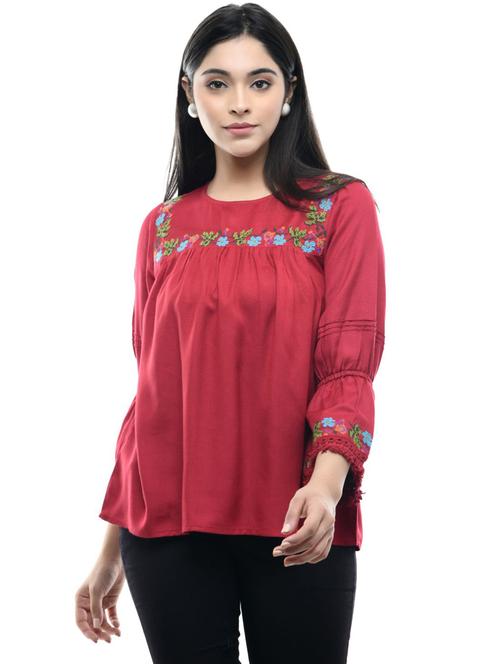 Women's A Line Round Neck Top - 19695353 - Very Small Image - 1