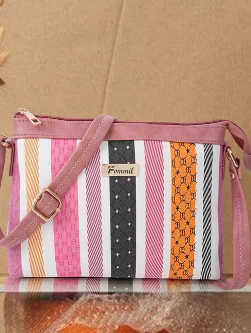 pink leatherette (pu) sling bag - 19695720 - Very Small Image - 1