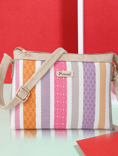 striped leatherette (pu) regular sling bag - 19695723 - Very Small Image - 1