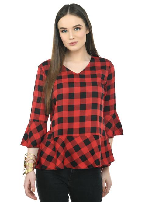 women's peplum v neck top - 19696254 - Very Small Image - 1