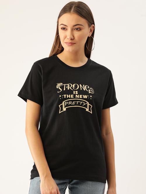 women's chest print round neck t-shirt - 19697150 - Very Small Image - 1