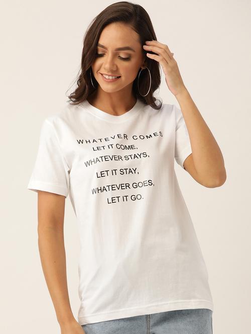 women's chest print round neck t-shirt - 19697184 - Very Small Image - 1